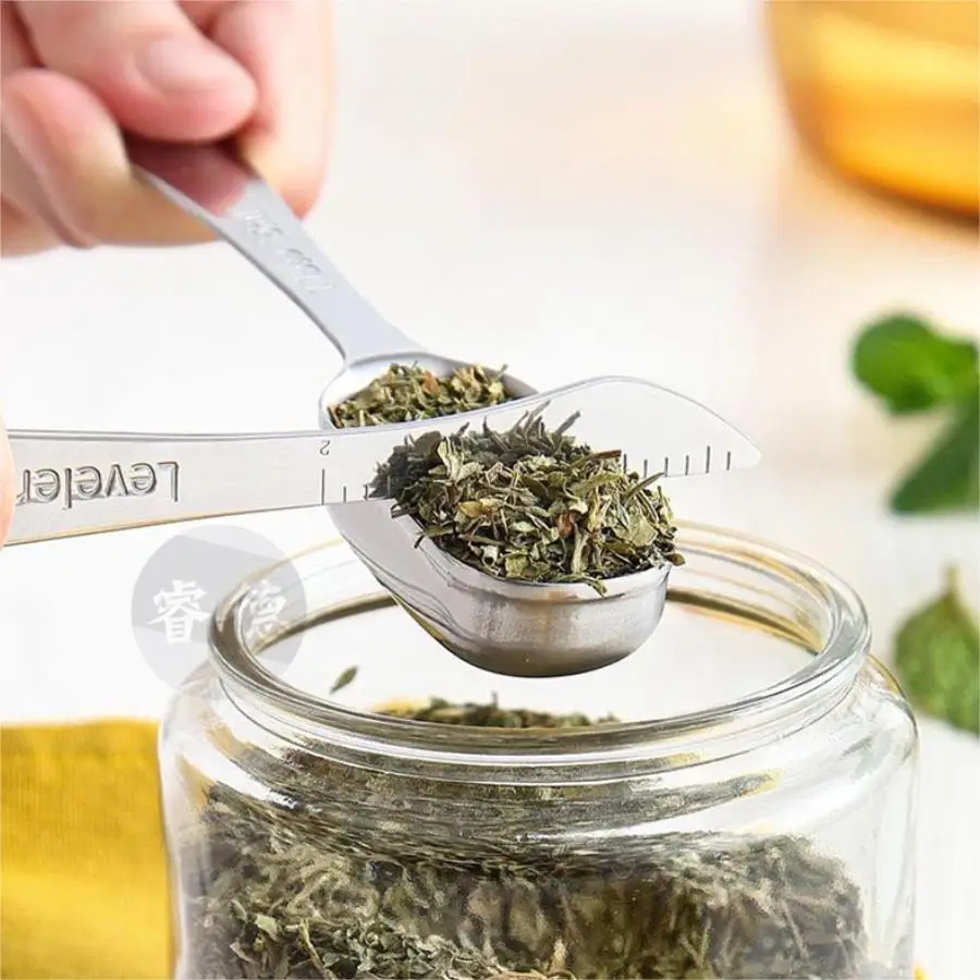 Acier Inoxydable Alimentaire Cuillère Doseuse Café 2-en-1 - Acier Inoxydable Avec Base - Pour Expresso Et Tassage Cuillère à Mesurer Le Café