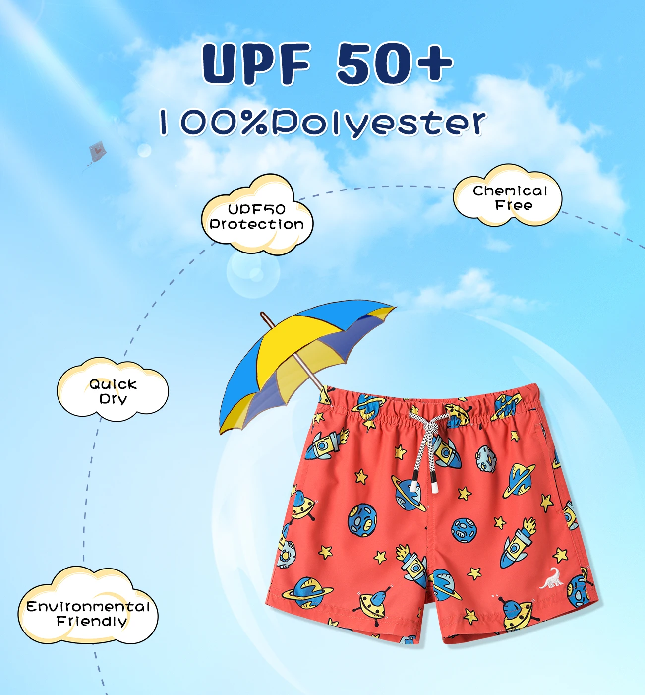 SURFCUZ Boys Swim Trunks Kids Swim Shorts Little Boys Swimsuit with Drawstring Quick Dry Surfing Beach Shorts Swimwear
