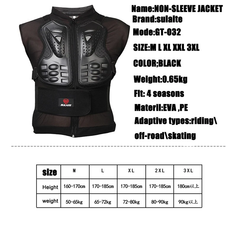 Moto Armor Motorcycle Jacket Body Protection Skiing Body Armor Spine Chest Back Protector Protective Gear for lady and man