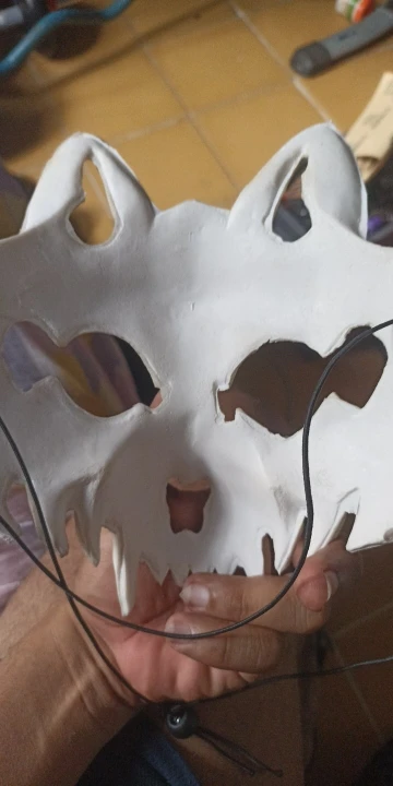 Partei Maske Lange Zähne Dämon Samurai Weiß Knochen Maske Wolf Drachen Tiger Houjuu Nue Maske Cosplay Halloween Requisiten Zugriffs photo review