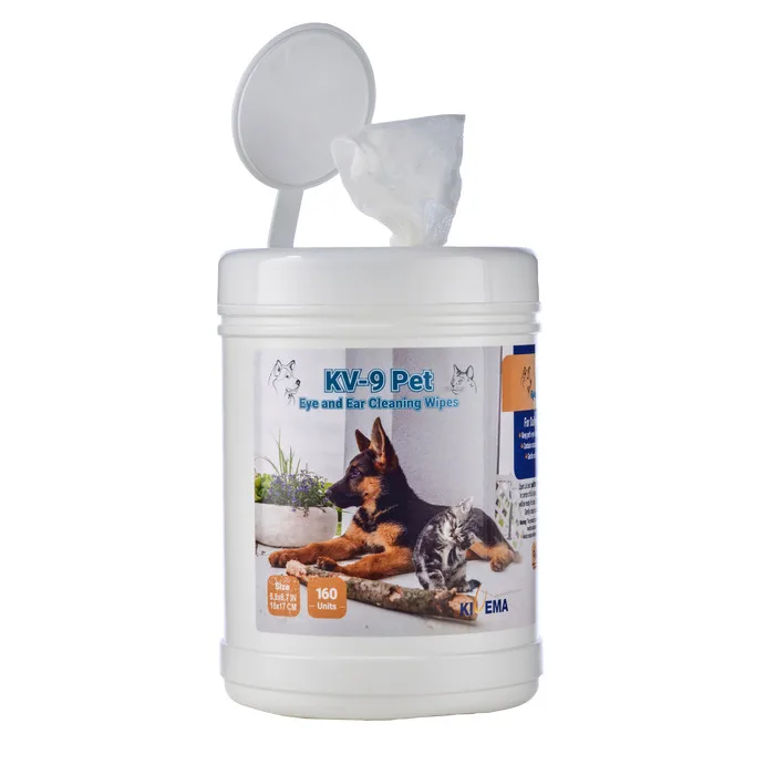 Kivema PETS Eye & Ear Wipes-160 Count-Natural Ingredients, Gentle on Skin for Cleaning Dog's Eyes and Ears