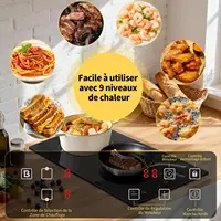 Plaque induction 2 feux 3500W, Table de Cuisson à Induction Encastrable 30CM, Commande Tactile, 9 Niveaux de Puissance, Minuterie, Boost, Verrouillage de Sécurité, 220V, sans Prise 5