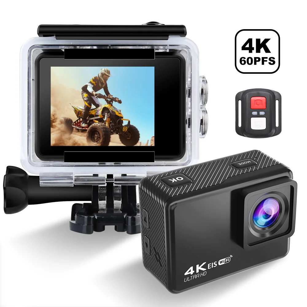 울트라 HD 액션 카메라, 리모컨 스크린, 30M 방수 카메라, 스포츠 카메라, 60FPS, 2.0 인치 스크린, 4K, 170D