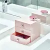 Compact 3-drawer plastic organizer, 6.5" x 6.5" x 6.5", pink. Perfect for storing jewelry, cosmetics 2