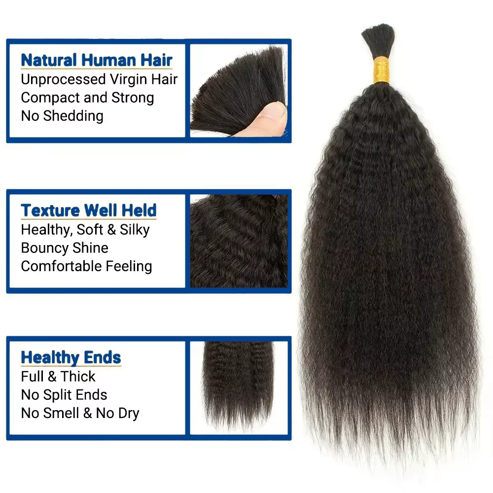 Kinky Straight Human Braiding Hair No Weft Yaki Bulk Hair for Braiding 100% Unprocessed Brazilian Remy Human Extensions human braiding hair,braiding hair extensions,human hair extensions