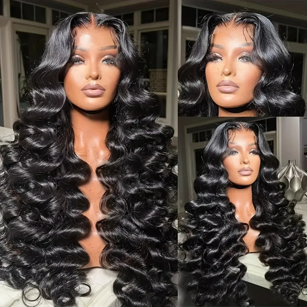 250% Density 4x4 Deep Wave Brazilian Human Hair Wig Brazilian #1B Wear and Go Glueless HD Transparent Lace Pre Plucked Baby Hair 5