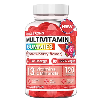 Multivitaminico Completo 120 Gommose Vitastrong, 13 Vitamine e Minerali, Senza Saccarosio, Complément Alimentaire Vegan per Adulti, Multivitaminico con Vitamine, Zinco, Iodio, Folato - Per Uomo e Donna