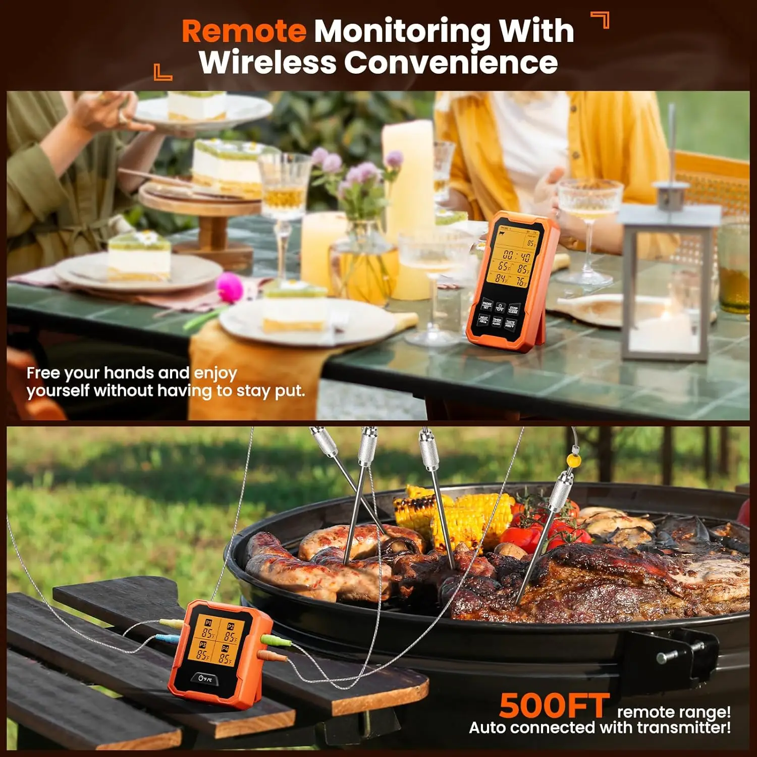 Wireless Meat Thermometer Remote 4 Probe Fast Accurate Instant Read