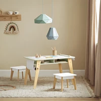 SoBuy KMB92-GR Table pour enfants avec 2 chaises Groupe de sièges pour enfants avec espace de rangement pour enfants Groupe de sièges pour enfants Blanc Vert 3