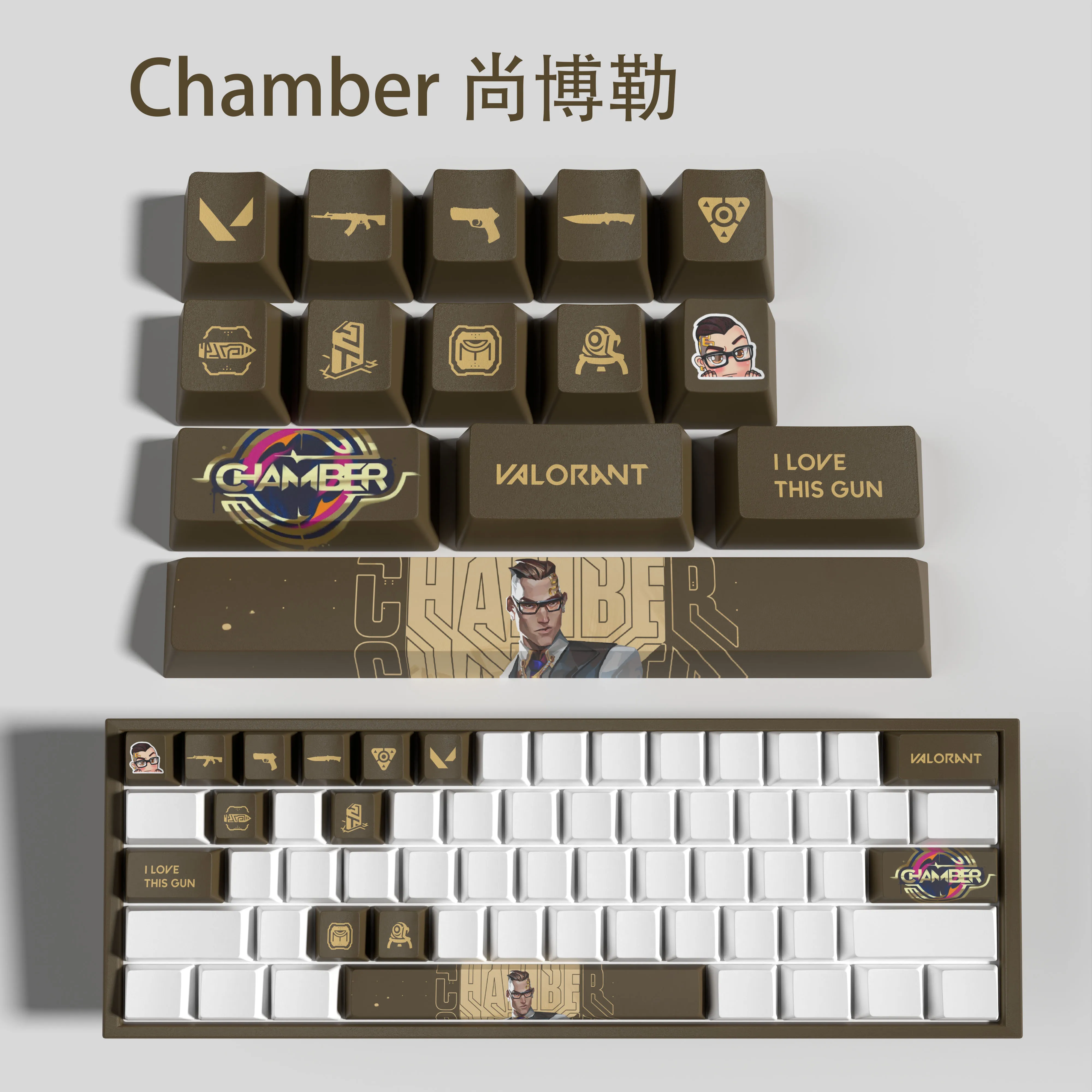 Câmara Valorant Keycaps Perfil Oem 14 Teclas Mini Grupo Pbt Dye Sub Keycaps Novo Design