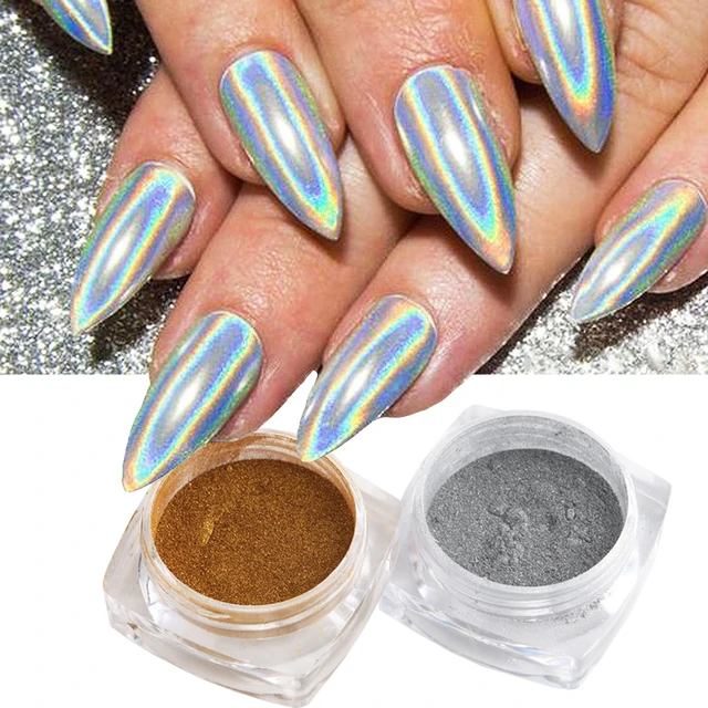 6 Colors Aurora Nail Powder Pigment Chrome Mirror Glitter Holographic