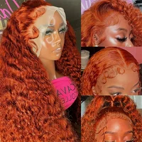 200 Density Ginger Orange Curly 13x4 HD Lace Frontal Human Remy Hair Colored Transparent Deep Wave 13x6 Lace Front Wig For Women 2