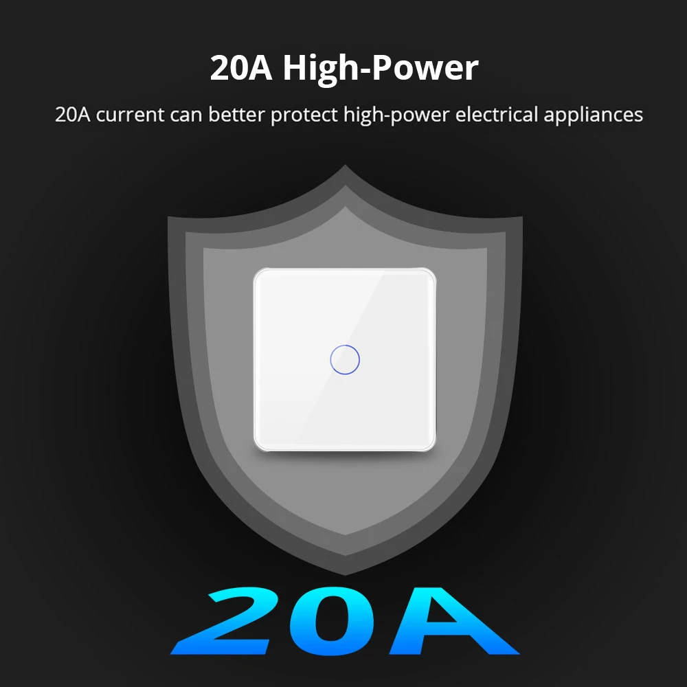 Zemismart Zigbee 온수기 스위치, 투야 EU 터치 보일러 스위치, 전기 조명 스위치, 고출력 알렉사 구글과 작동, 20A