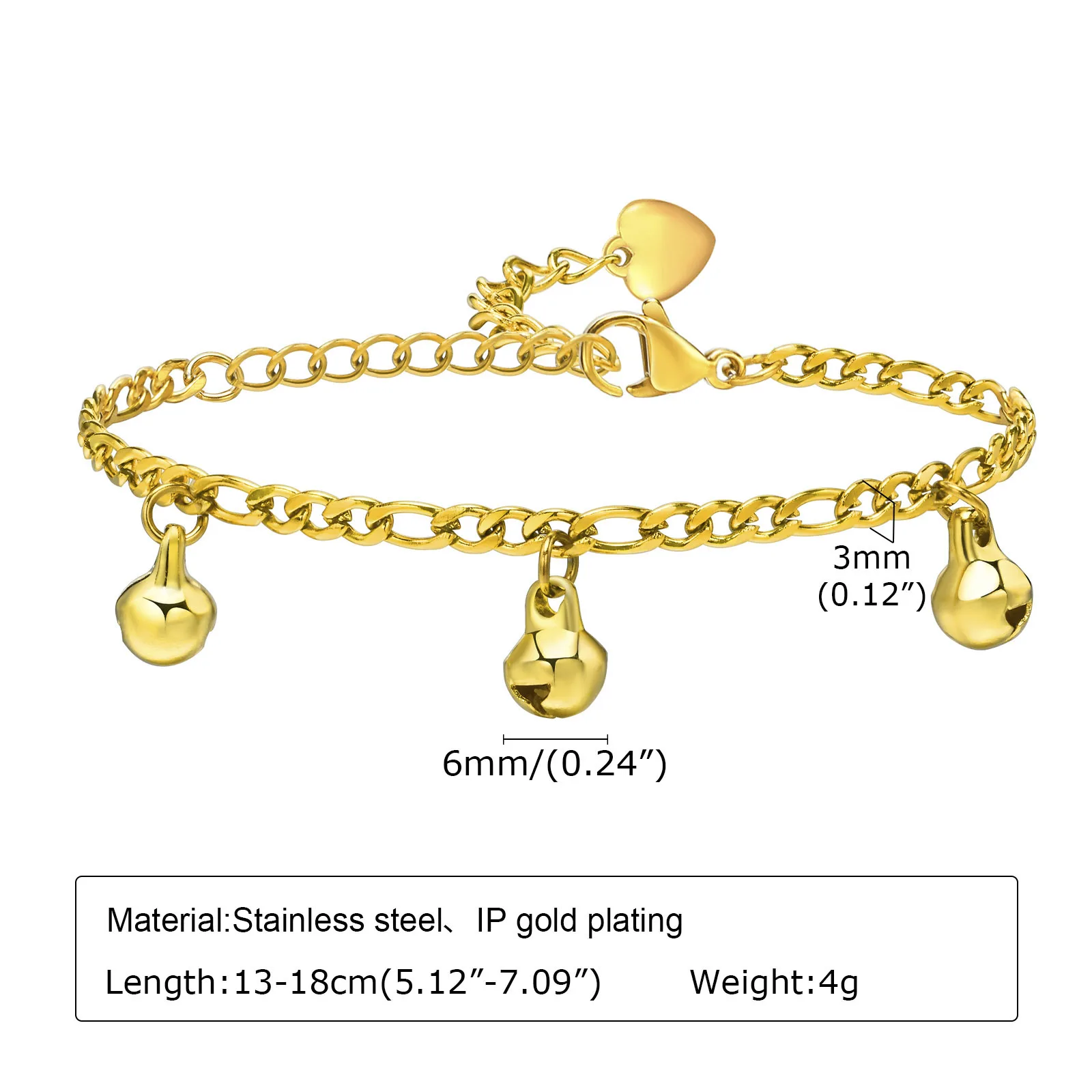 Charms Bell Beaded Anklets for Little Girls Boy Gift Adjustable Foot Chain Stainless Steel Jewelry