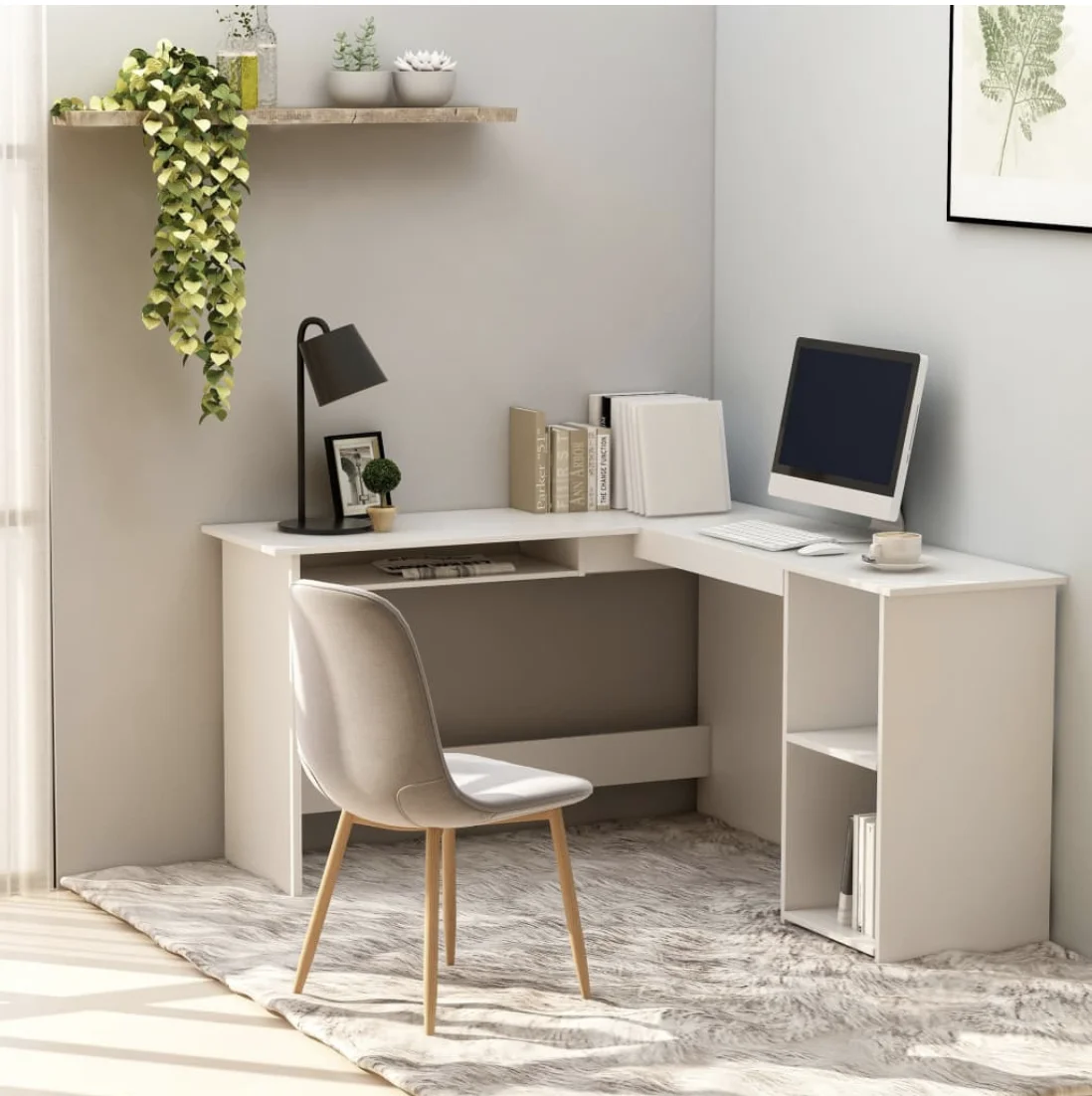 Mainstays LShaped Desk With Hutch, White atelieryuwa.ciao.jp