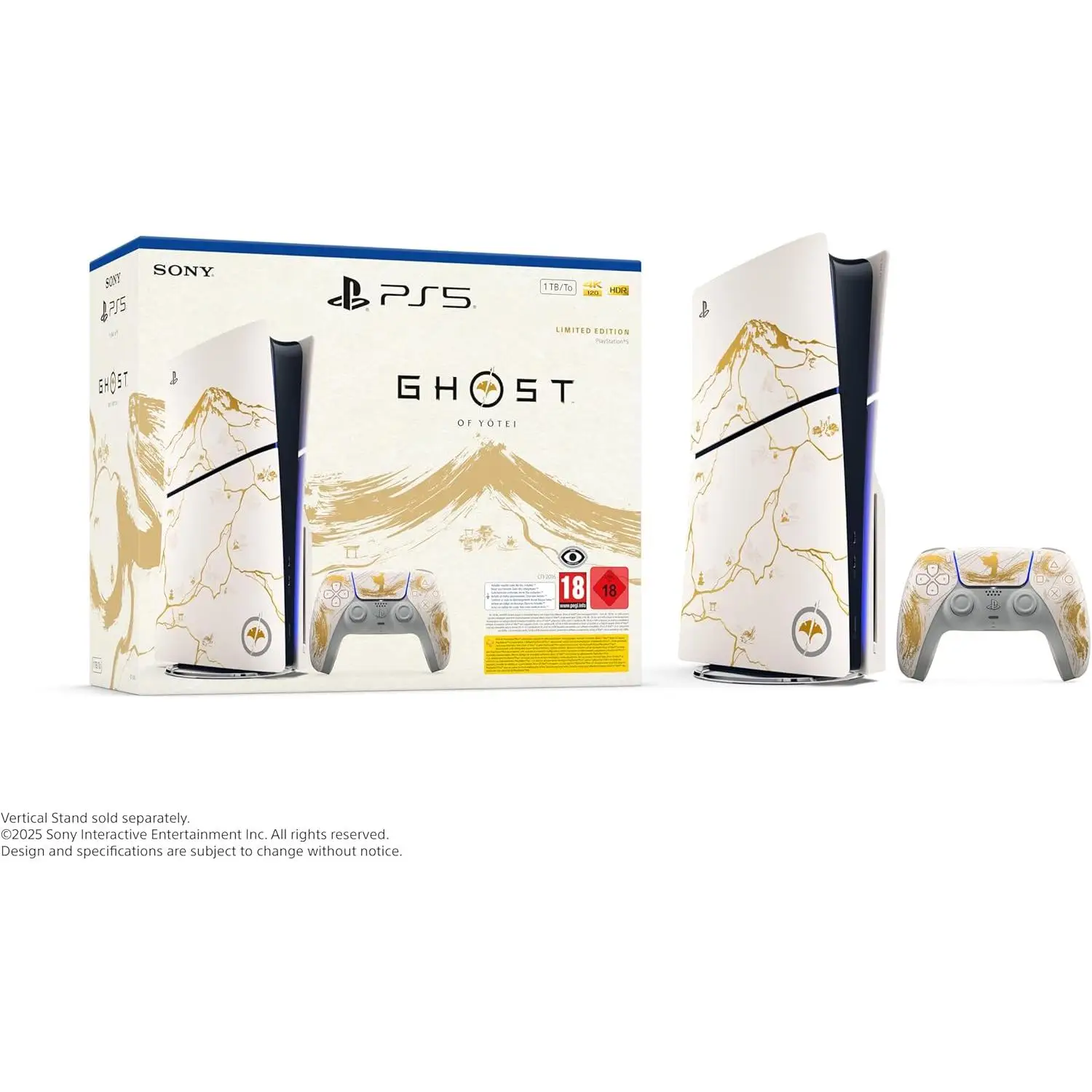 Sony PlayStation 5 Slim Edizione Limitata GOLD Console 1TB con Controller DualSense - SSD ad alta velocità, Gaming 4K a 120fps, include codice download di Ghost of Yōtei e feedback haptico avanzato per un'esperienza di gioco immersiva.