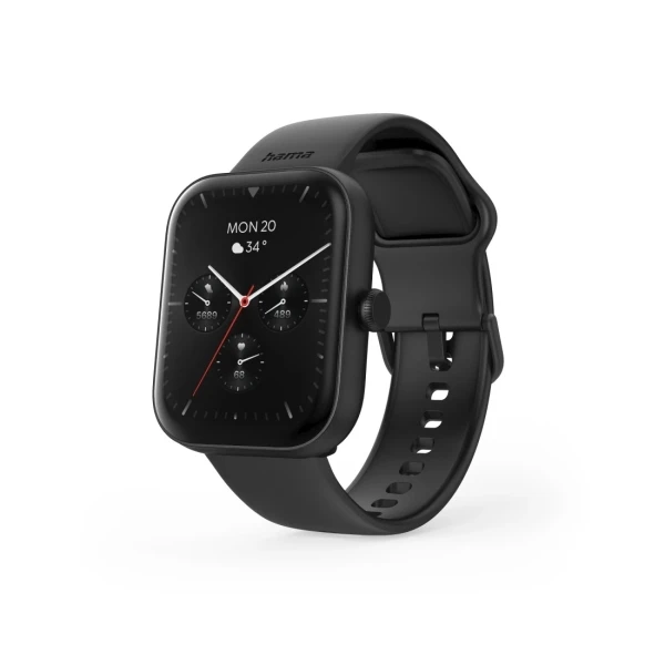Hama 5000 reloj inteligente smartwatch - bluetooth 5.3 - bateria 300mah - pantalla tft 1.65” - ip68 - pulsera de silicona - 3.9x1.3x4.7cm - color negro