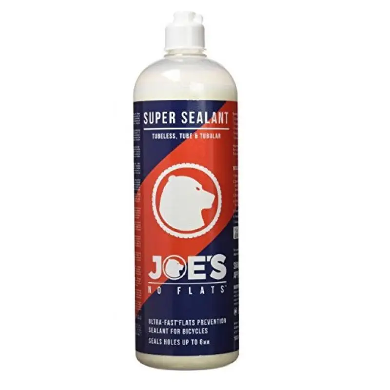 Joes Anti-Puncture Liquid 1L for Tubeless and Regular Tires, scientifically developed to seal cuts up to 6mm instantly, effective for 6-12 months, ideal for MTB maintenance and repairs.
