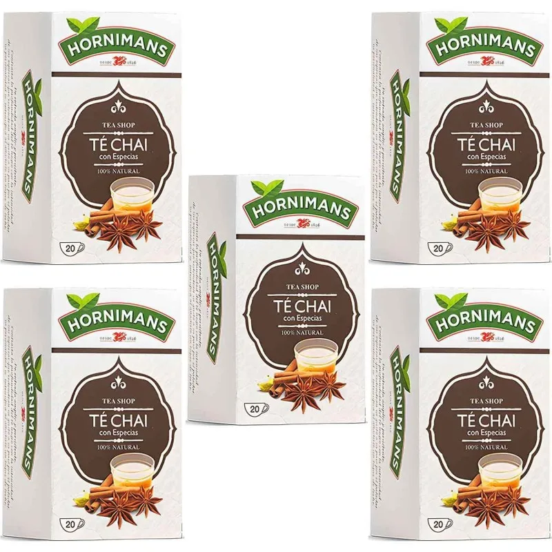 5 cajas de Té Chai con Especias, Hornimans 20 infusiones 8410091108905