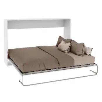 Folding bed youth bedroom horizontal folding guest bed matte white color 135x190 cm 1