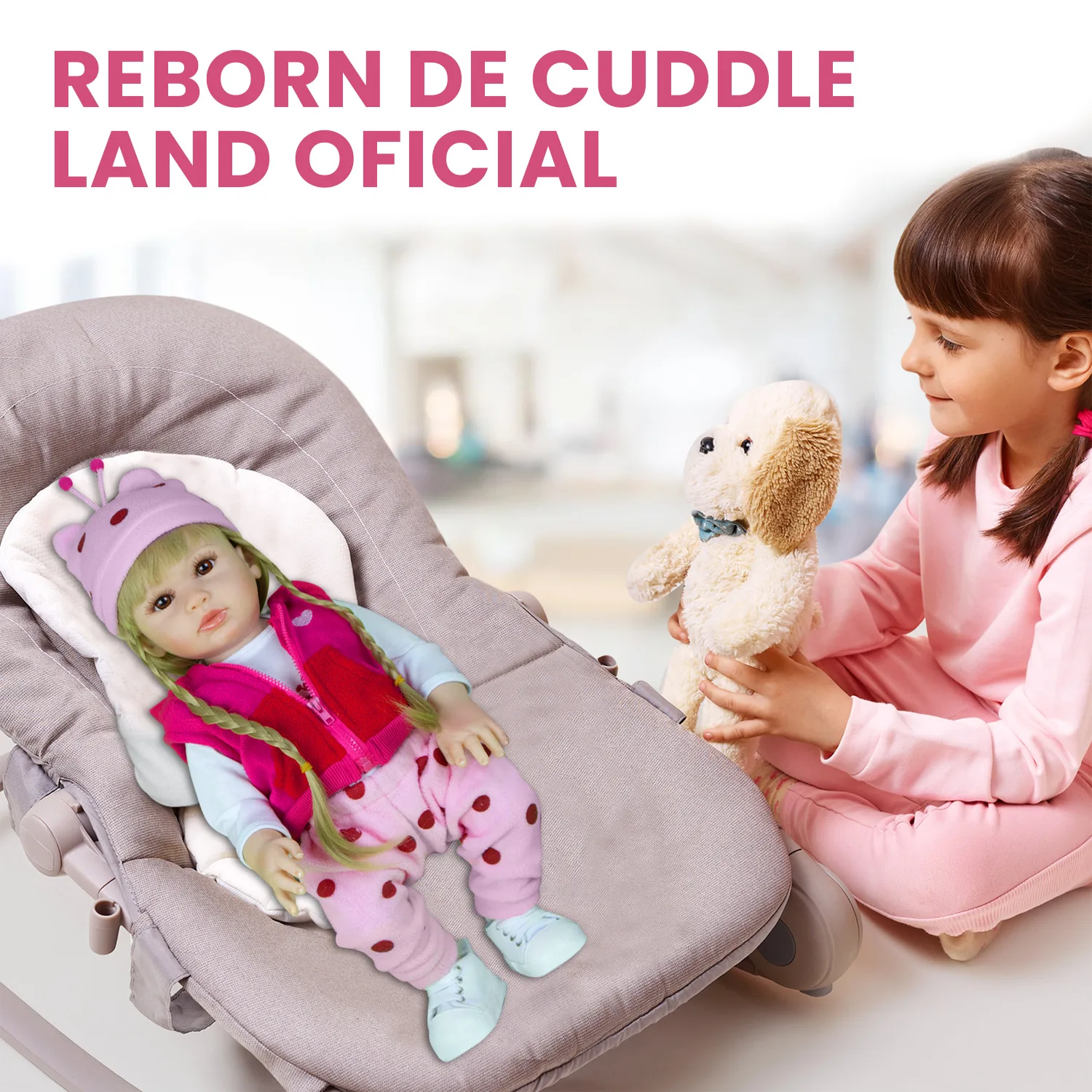 Cuddle Land® Muñeco Bebé tipo Reborn de 47cm con Ropa, Pañal