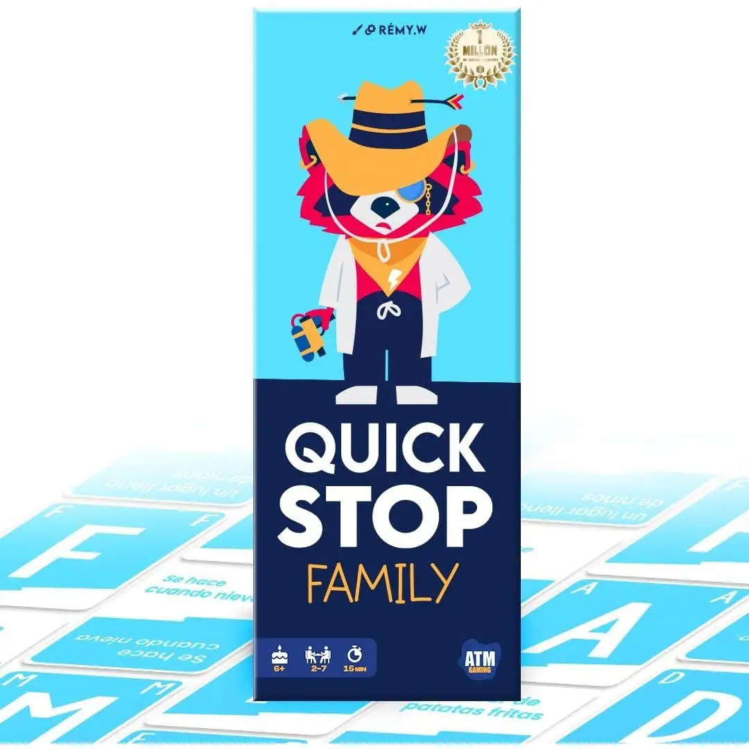 Asmodee - Gioco da Tavolo Dinamico per Famiglie e Amici "Quick Stop" - Creatività e Velocità - Dai 10 Anni in su, Gioco per 2-7 Giocatori, Versione per l'Intrattenimento Familiare senza Schermi, Regalo Originale per Genitori e Bambini - Gioco in Spagnolo