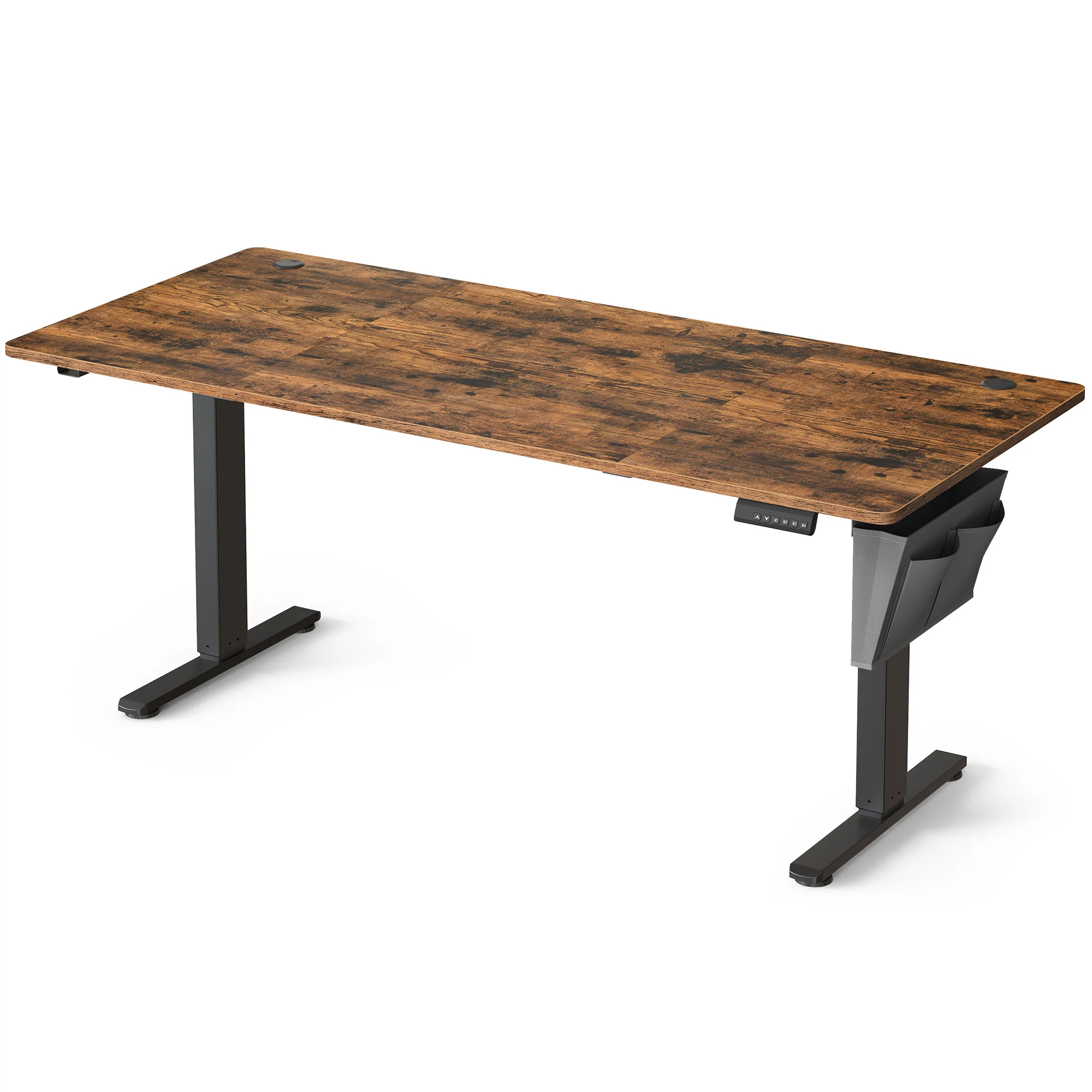 SONGMICS Electric Desk, Height Adjustable 180 x 80 cm with 4 Memory Heights, Rustic Brown/Cloud White/Ink Black/Golden Oak, Steel Frame, Spacious Desktop, Perfect for Home Office, Supports Up to 70 kg