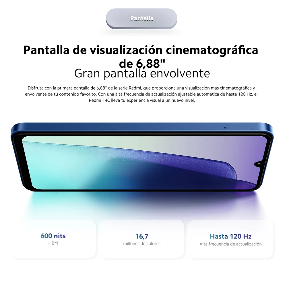 Teléfono Móvil Xiaomi Redmi 14C Smartphone Versión Global, 4+128GB / 6+128GB / 8+256GB, 6,88" Pantalla envolvente 120Hz, Batería potente de 5160 mAh, Doble cámara con IA de 50 MP+Selfies supernítidos de 13 MP, MediaTek Helio G81-Ultra, Xiaomi HyperOS - Imagen 7