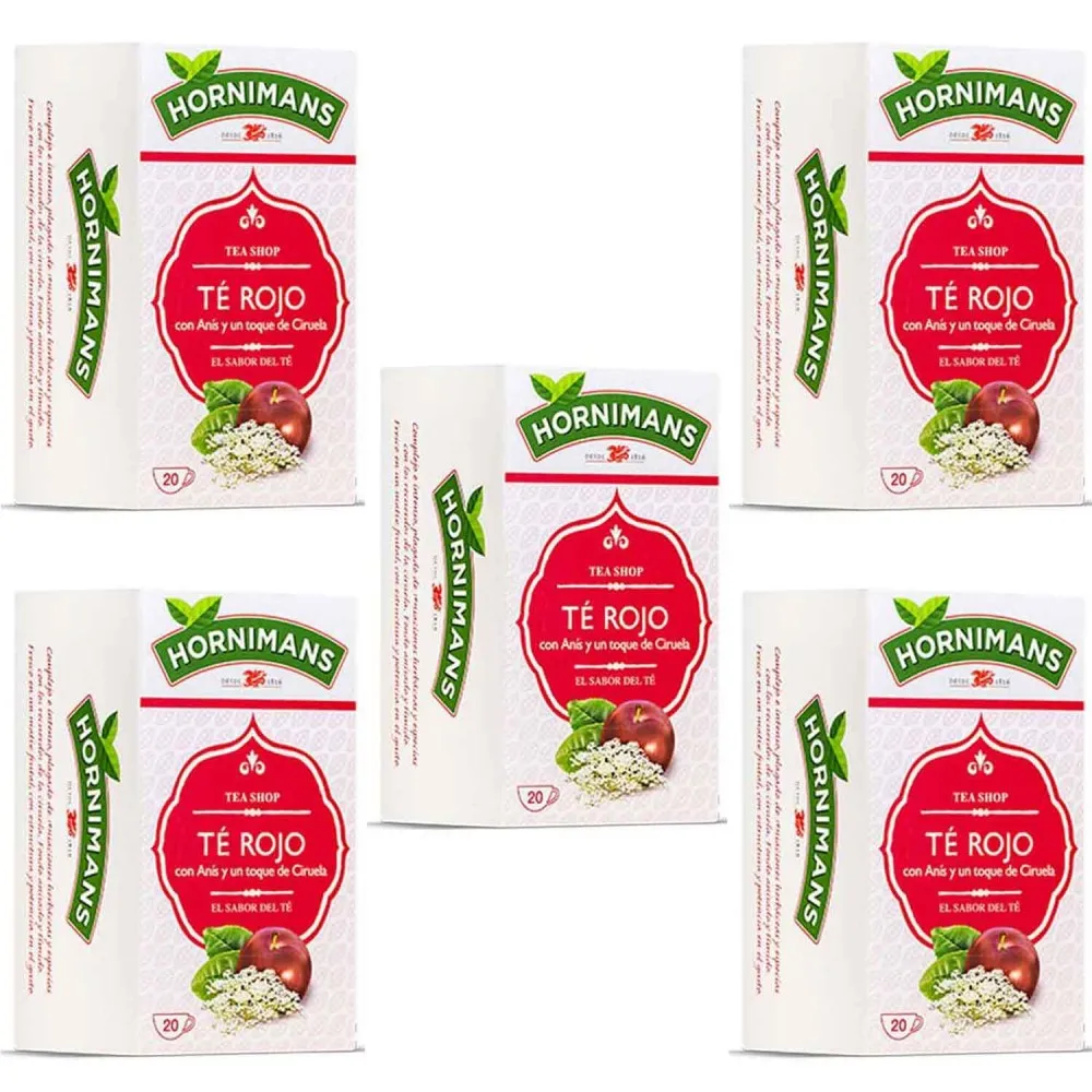 5 cajas de Hornimans, Té Rojo con Anís y un Toque de Ciruela. 8410091024991