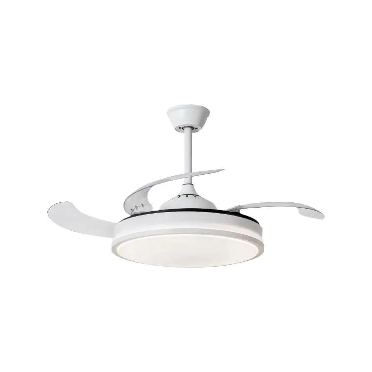 NARVI Ventilador de techo color blanco, 3 Palas retráctiles,Motor DC, Luz LED Regulable y Memoria.Con Mando. REF MORAIRA 7285 WH