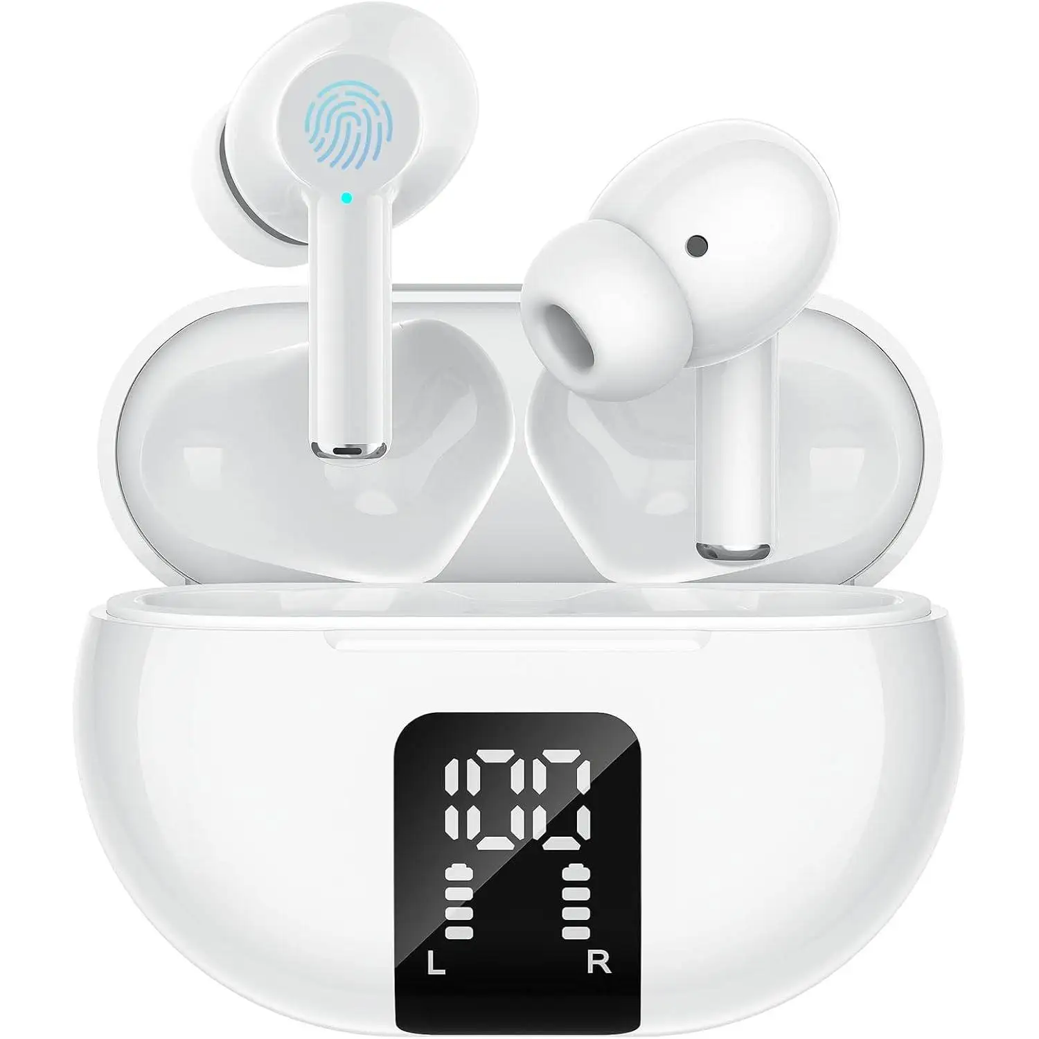 Cuffie wireless con cancellazione del rumore, cuffie wireless Bluetooth 5.3 con 4 microfoni HD, stereo HiFi, schermo LED HD, riproduzione 30H, controllo touch, impermeabile IPX7