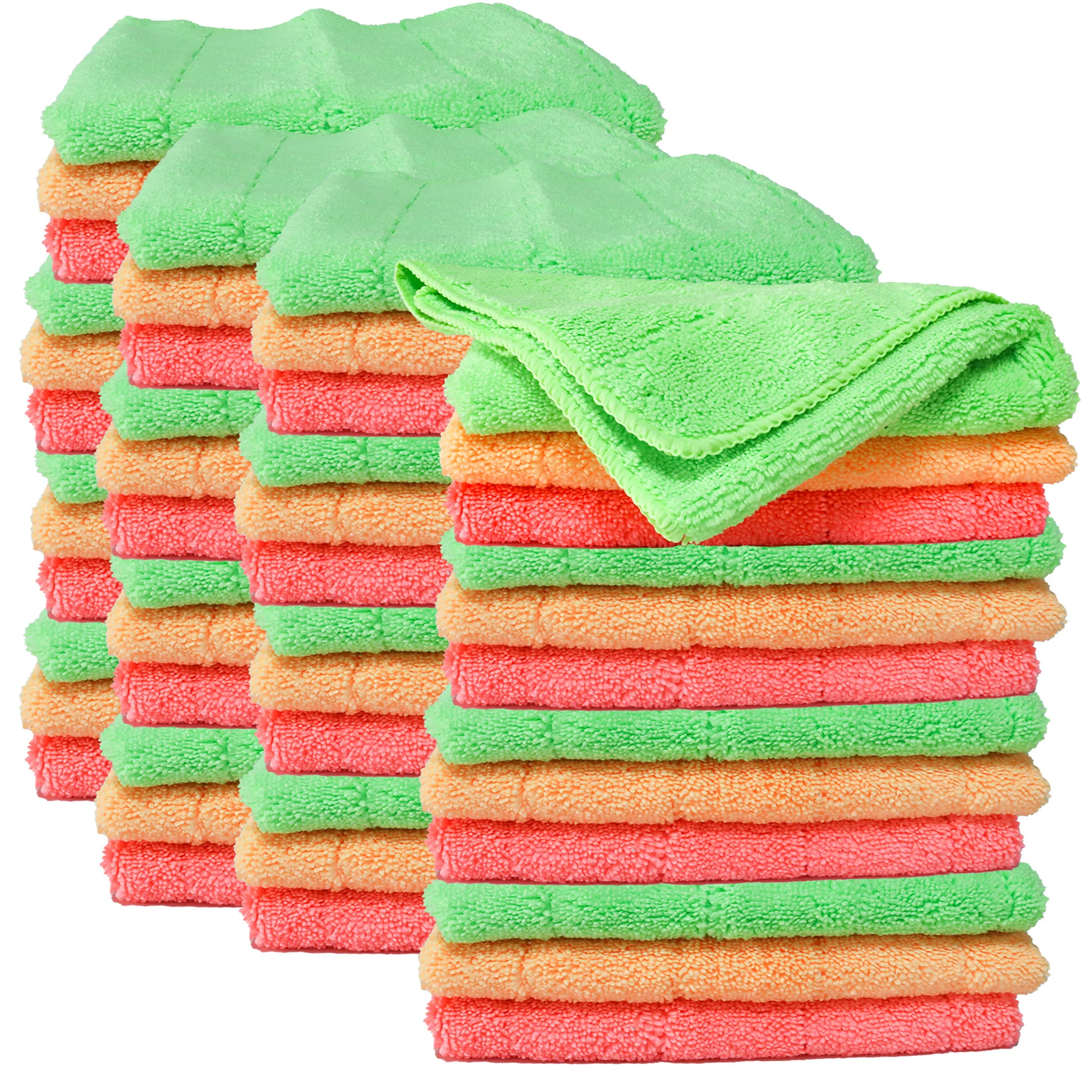 Various-Bayeta de Microfibra Limpieza 12,24,48Unidades,Toalla Trapos de Limpieza Reutilizazbles,Paños de Limpieza Lavable sin Rayas sin Pelusa para Casa, Cocina, Coche,Multicolor 30x40cm,40x60cm