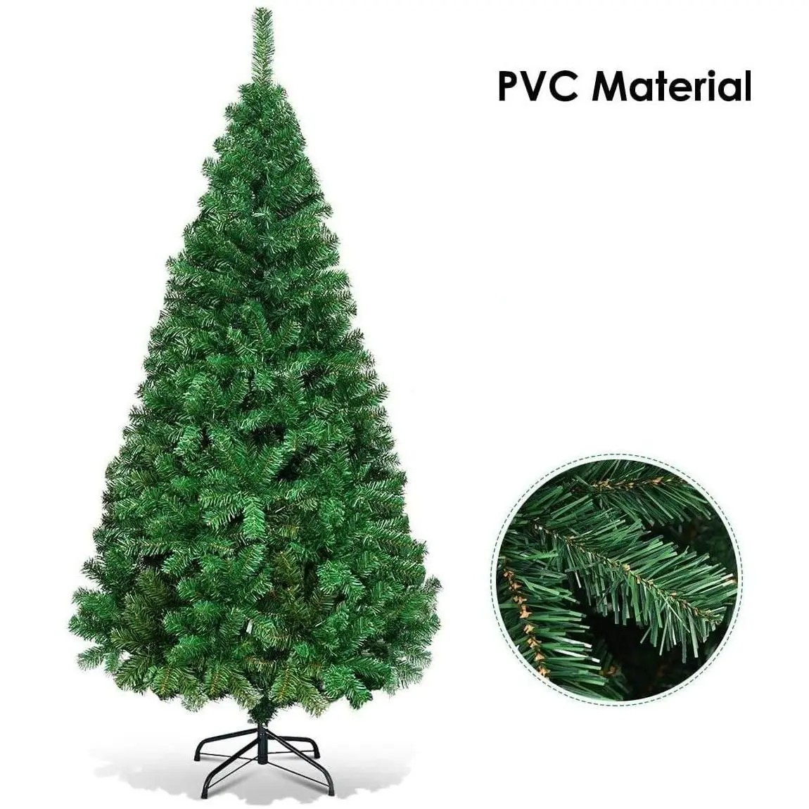 Árbol de Navidad Artificial Árbol Material PVC Natural Verde con Soporte Metálico Pequeño 60cm 90cm de mesa 120cm 150cm Mediano 180cm Grande 210cm 240cm - Imagen 4