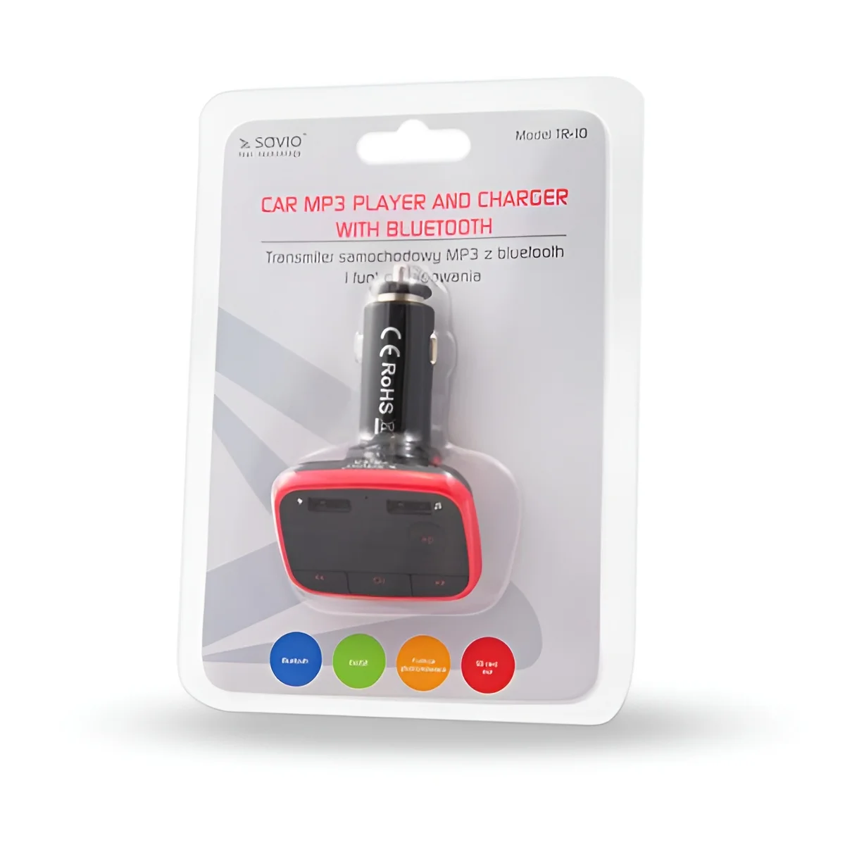 Transmisor fm bluetooth savio tr-10 fm 87,6 - 107,9 mhz negro