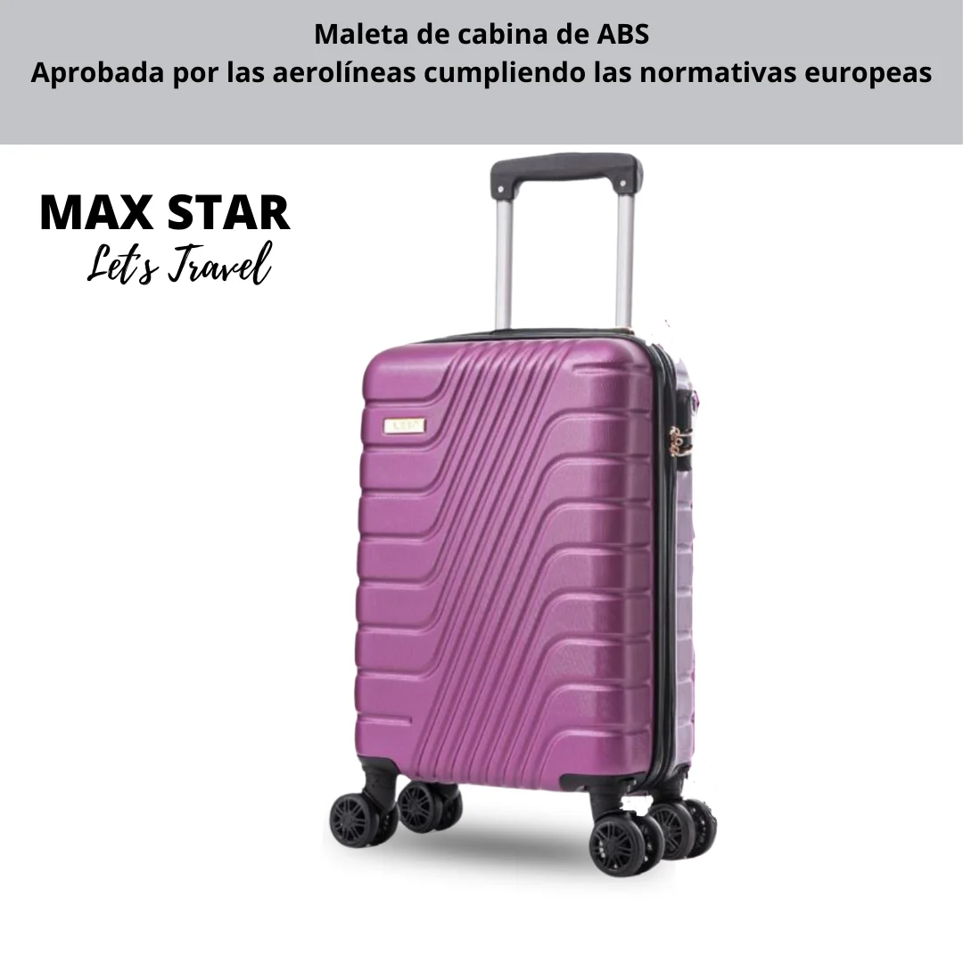 Max Star Maletas de Viaje Cabina Rígida Rotatoria 360º Trolley