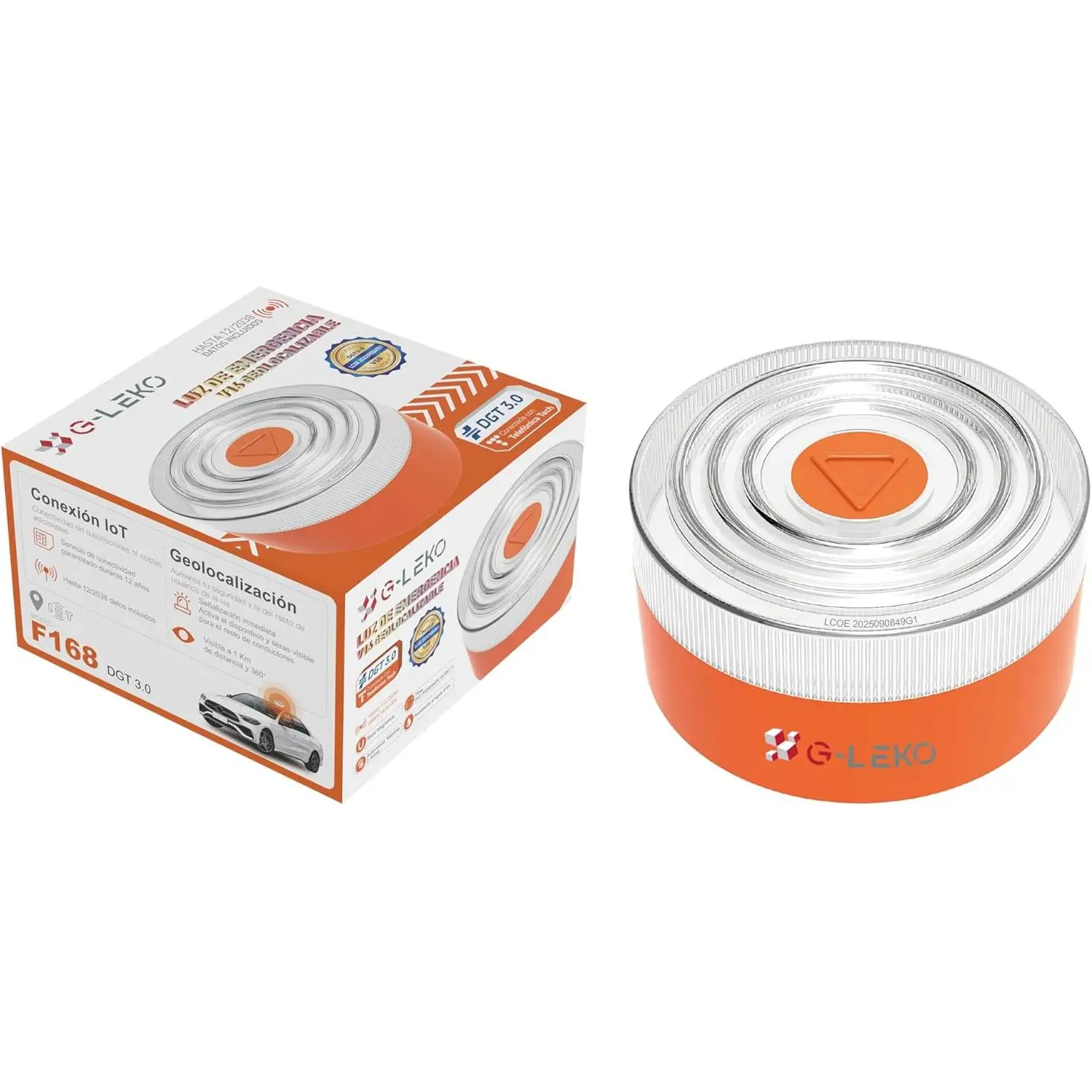 Baliza v16 dgt approved with geolocator, car gps led emergency light with sim and paid data 2038 g-leko