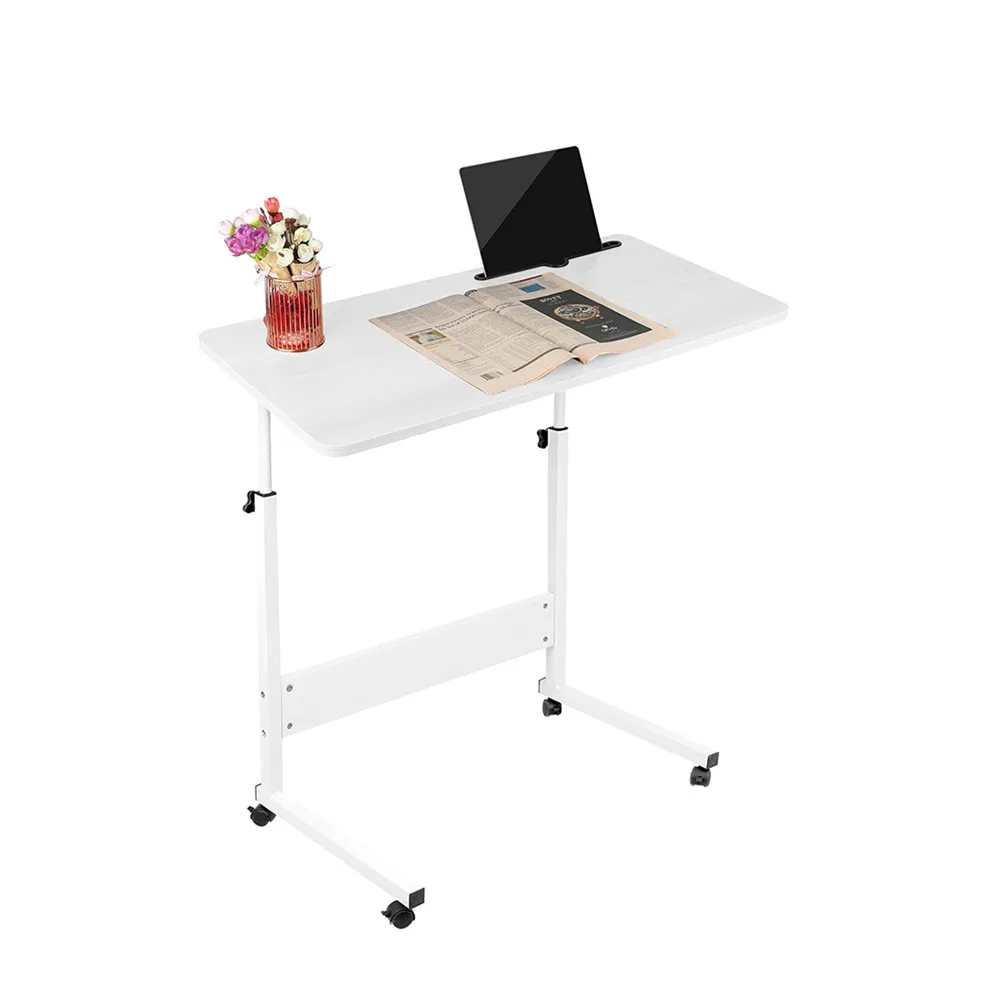 SMALLRUN  Mesa   Escritorio con Ruedas  y Panel de Madera de Partículas Mesa de Escritorio Altura Ajustable Mesa de Ordenador 60X40cm