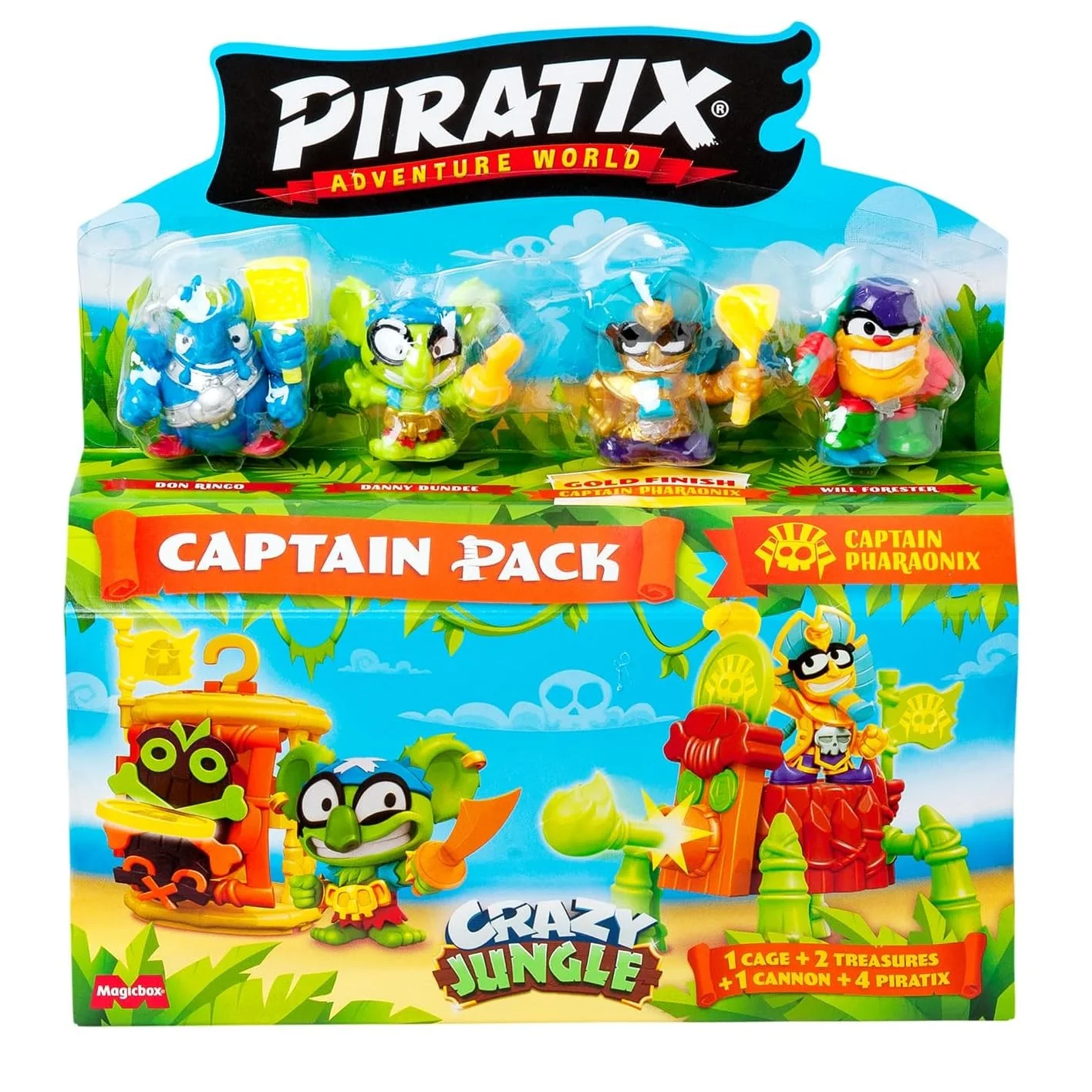 Piratix Adventure World – Scatola Con 24 Buste Sorpresa Della Serie Crazy Jungle – Personaggi Pirata Da Collezione Con Accessori Intercambiabili