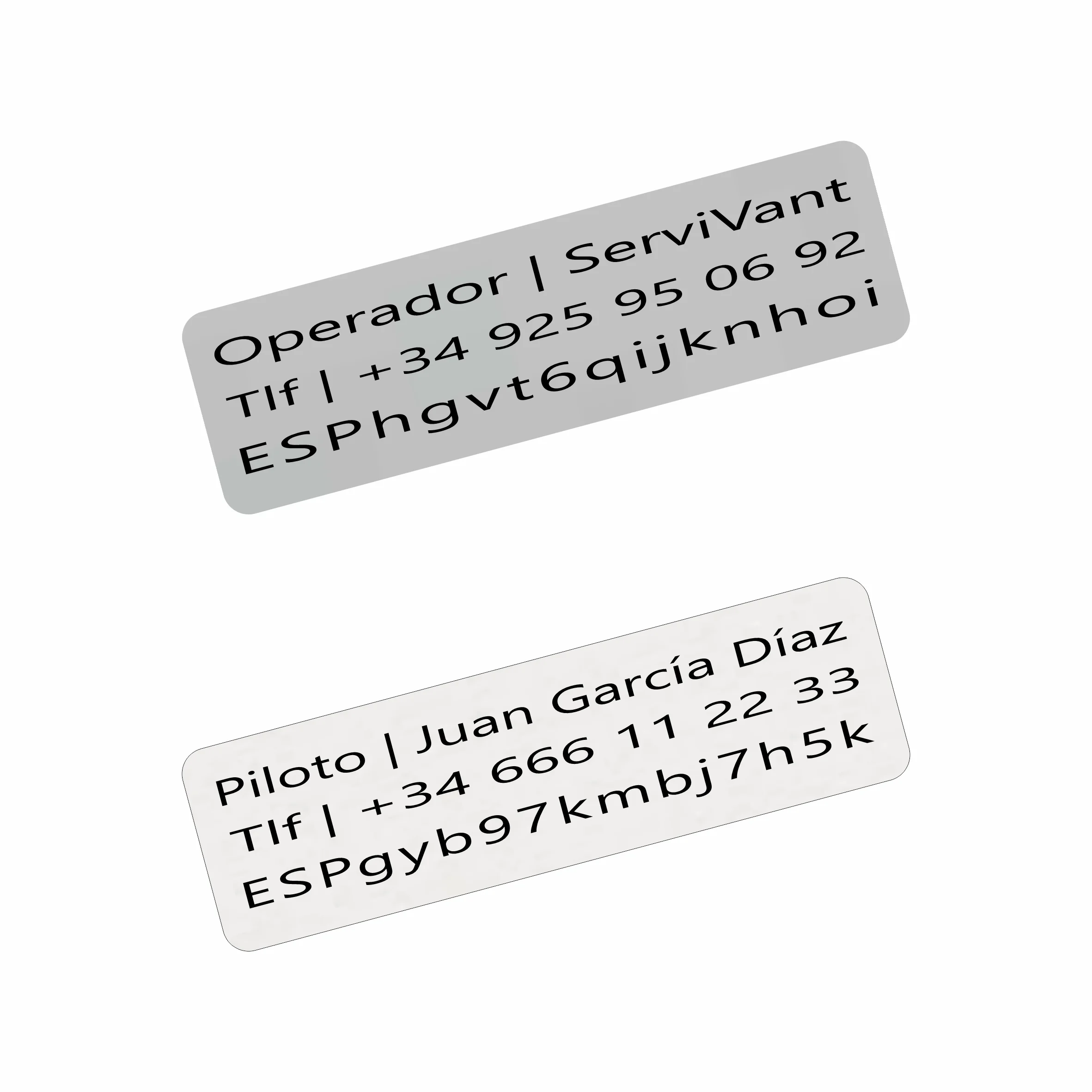 SERVIVANTE ● Piastra di identificazione per droni ● Requisiti di regolamentazione CUMPLEN AESA delle schede drone ● Dimensioni personalizzate per tutti i modelli di droni (kit 2 piastre 3 linee) - Etichetta drone personalizzabile in alluminio