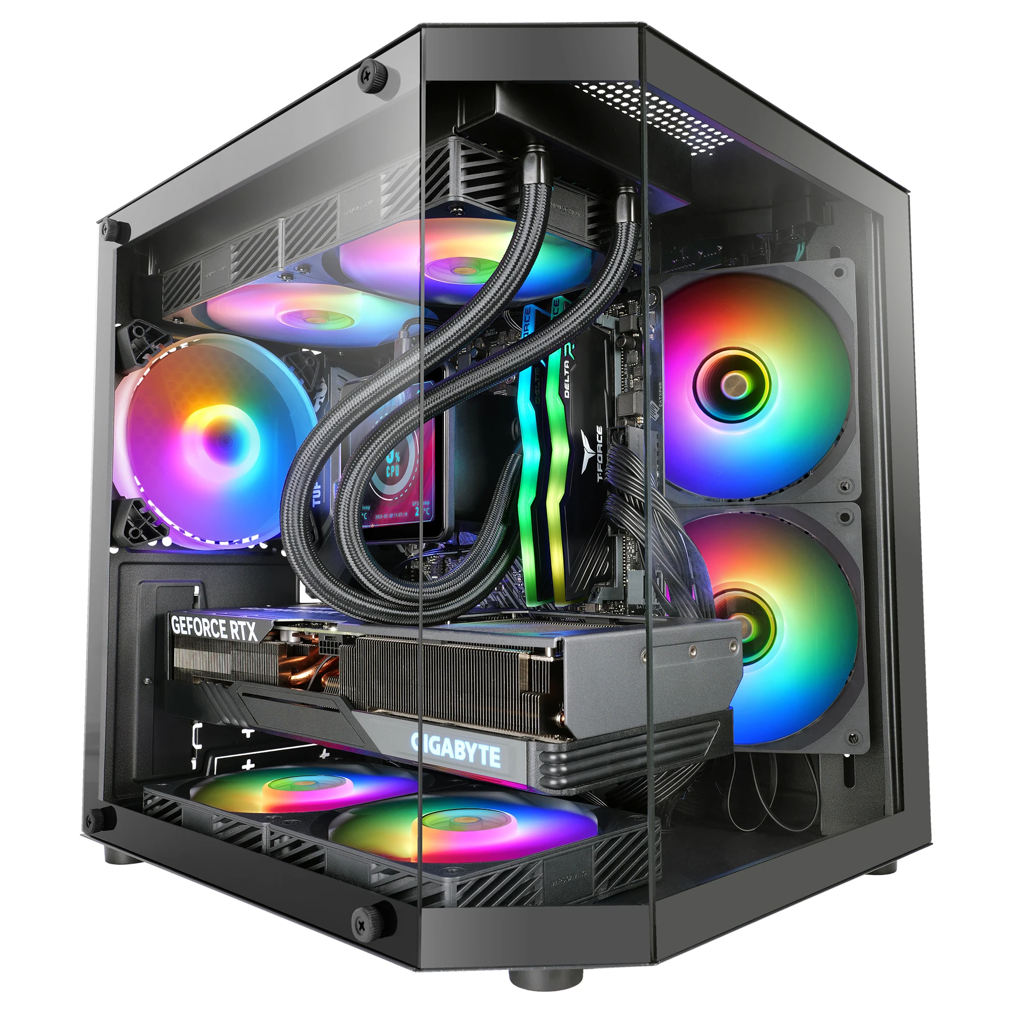 Mars Gaming MC-3TLITE, Caja Gaming MicroATX, Triple Cristal Templado Continuo, Ventilador FRGB Trasero 120mm, Estructura de Doble Cámara, Minitorre PC Compacta con Amplia Capacidad Interna, Caja PC Negra o Blanca