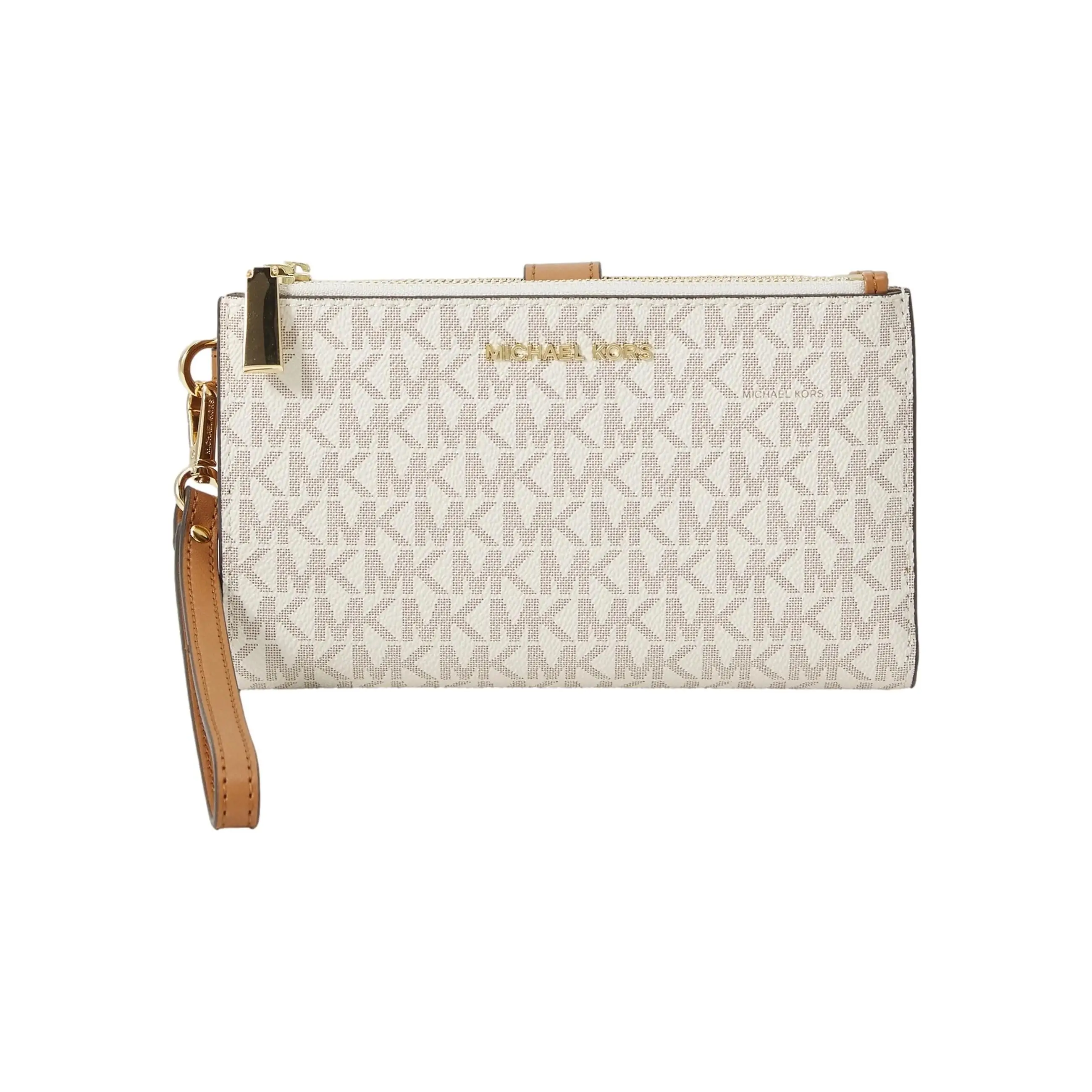 MICHAEL KORS Portafoglio grande per smartphone Jet Set Polsino Monogramma Colore vaniglia