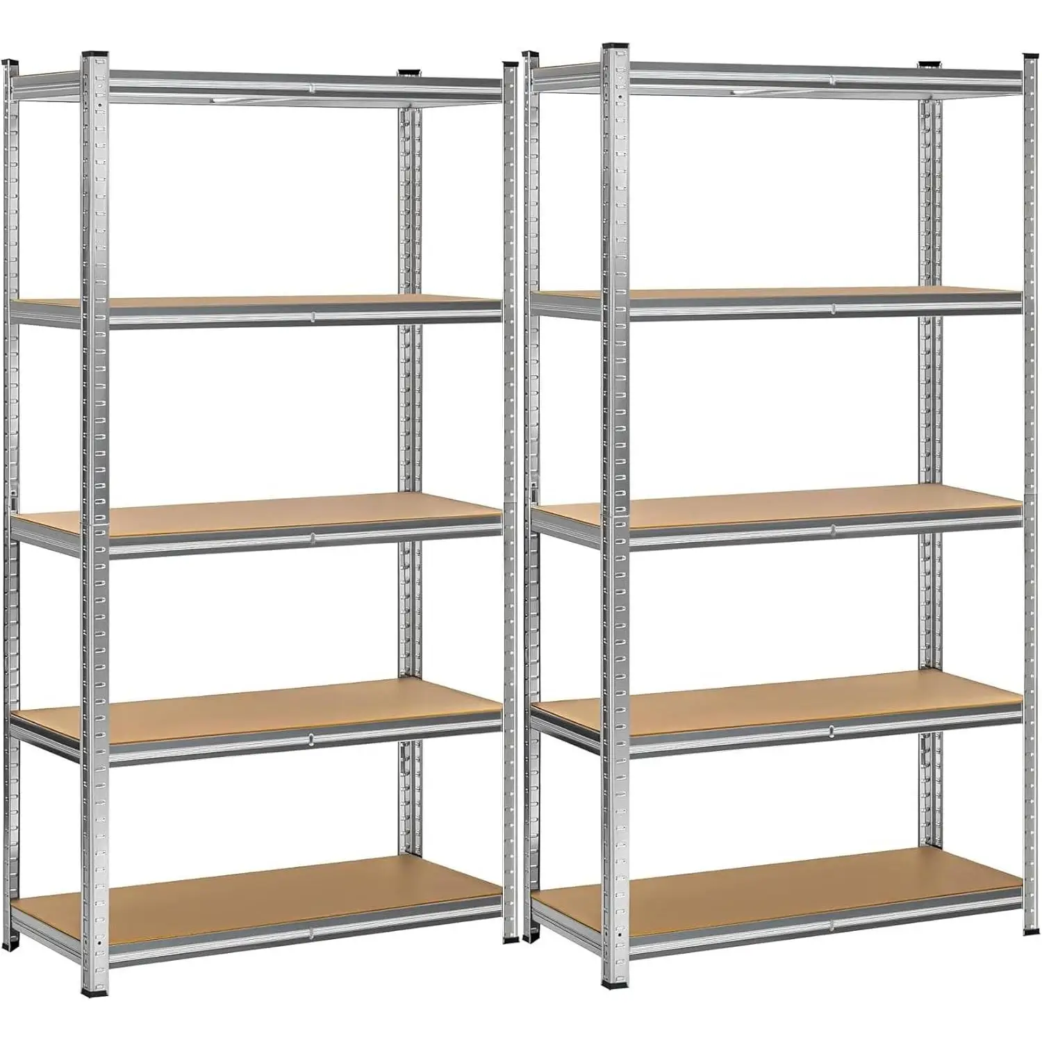 Metal Shelving T-Lovendo, Set of 2 Galvanized Steel Storage Shelves, 180 x 90 x 40cm, Adjustable Height with 5 Shelves, Easy Assembly, Ideal for Home or Professional Use, Load Capacity 875kg