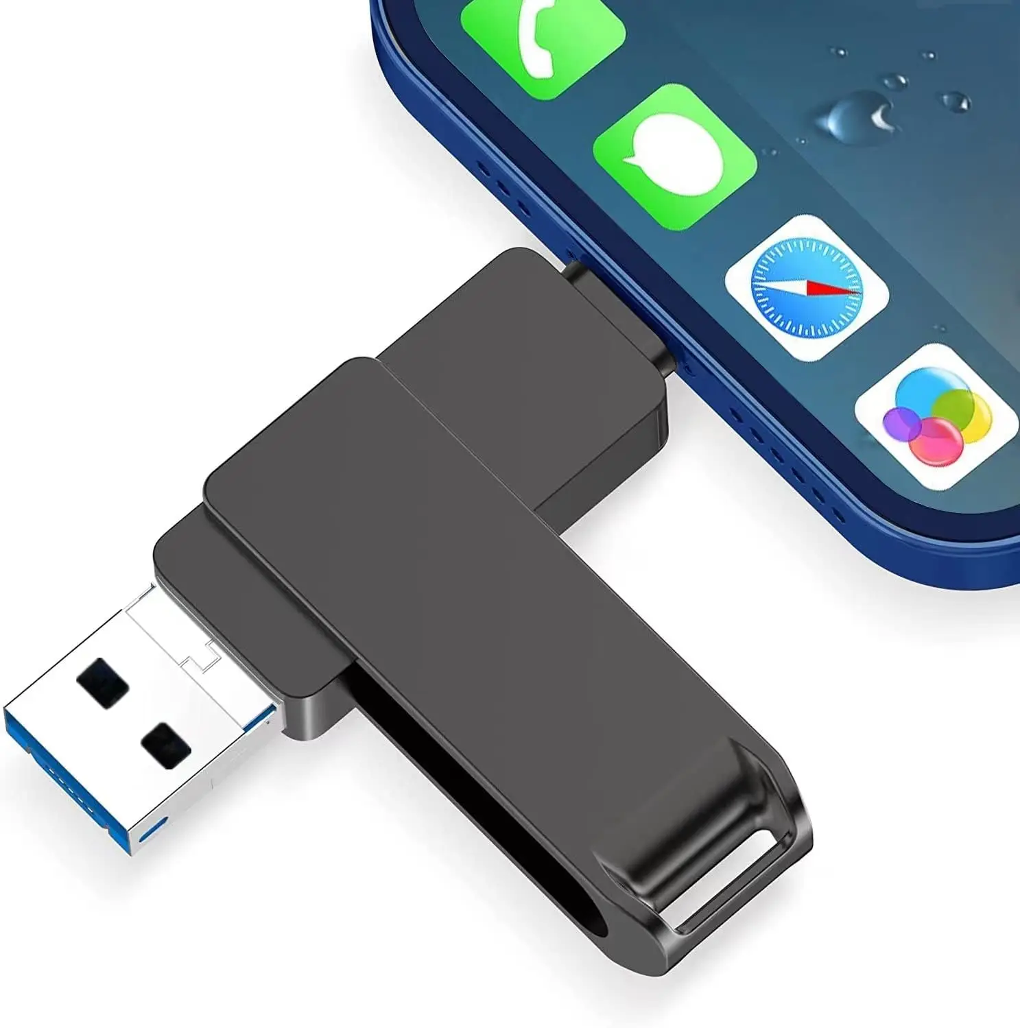 Chiavetta USB 4 In 1 Da 256 GB Per IPhone, Certificata MFi, Per IPad, Android E PC, USB 3.0 Veloce, Trasferisci Foto E Video Senza App, Rosa
