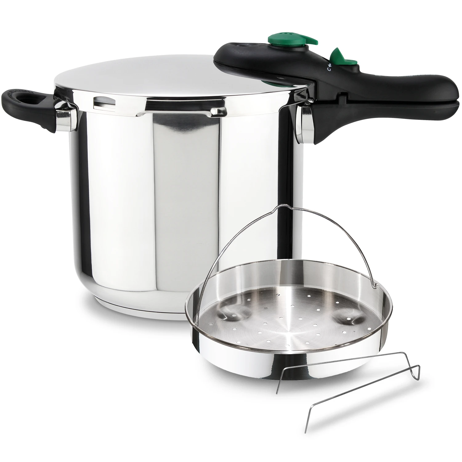Magefesa DYNAMIC - Fast Cooking Pressure Cooker with Steam Rack, Stainless Steel 18/10, Energy Efficient, Compatible with All Cooktops including Induction, 5 Safety Systems for Secure Operation.