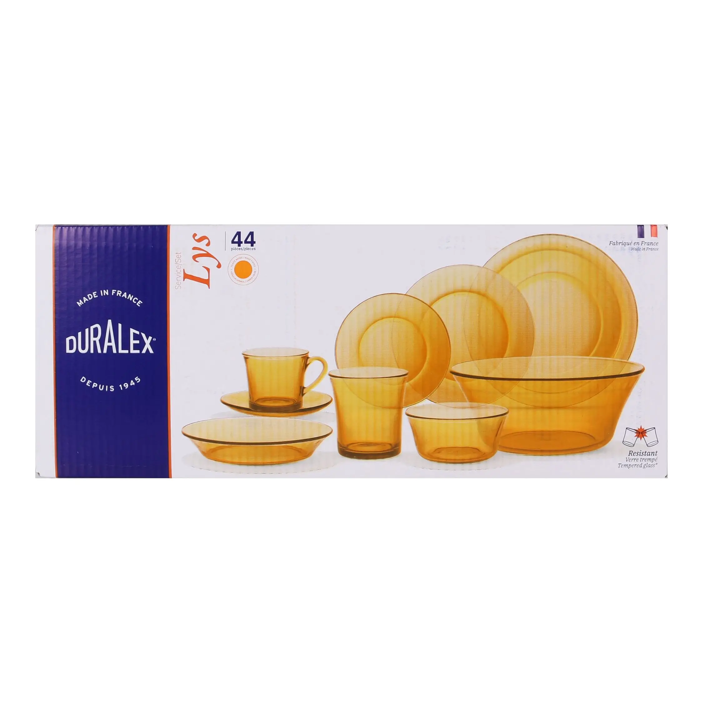 Duralex Set Completo de Vajilla de Vidrio Templado 44 Piezas