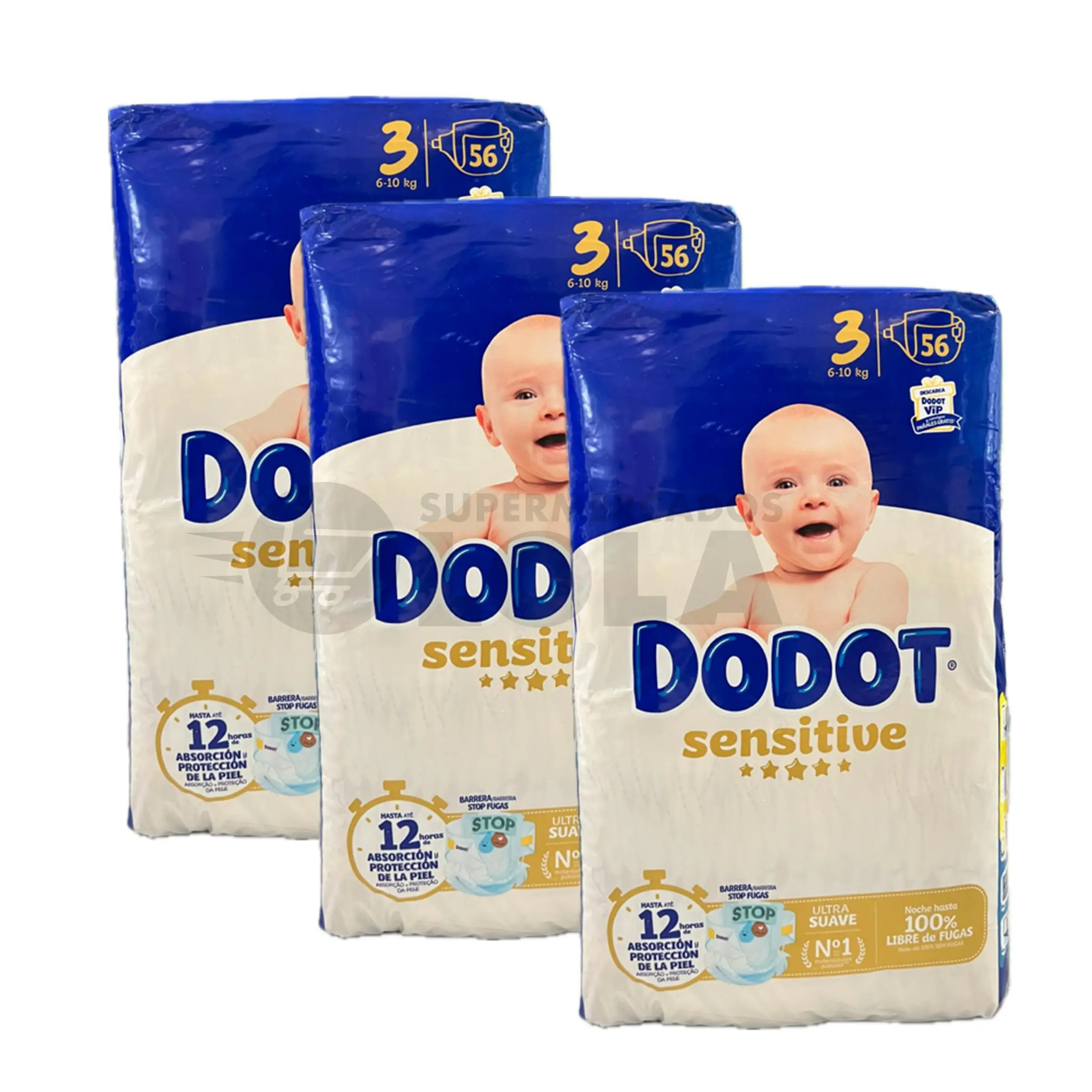 Dodot sensitive diapers size 3 (6-10kg) 56 units - box of 168 diapers