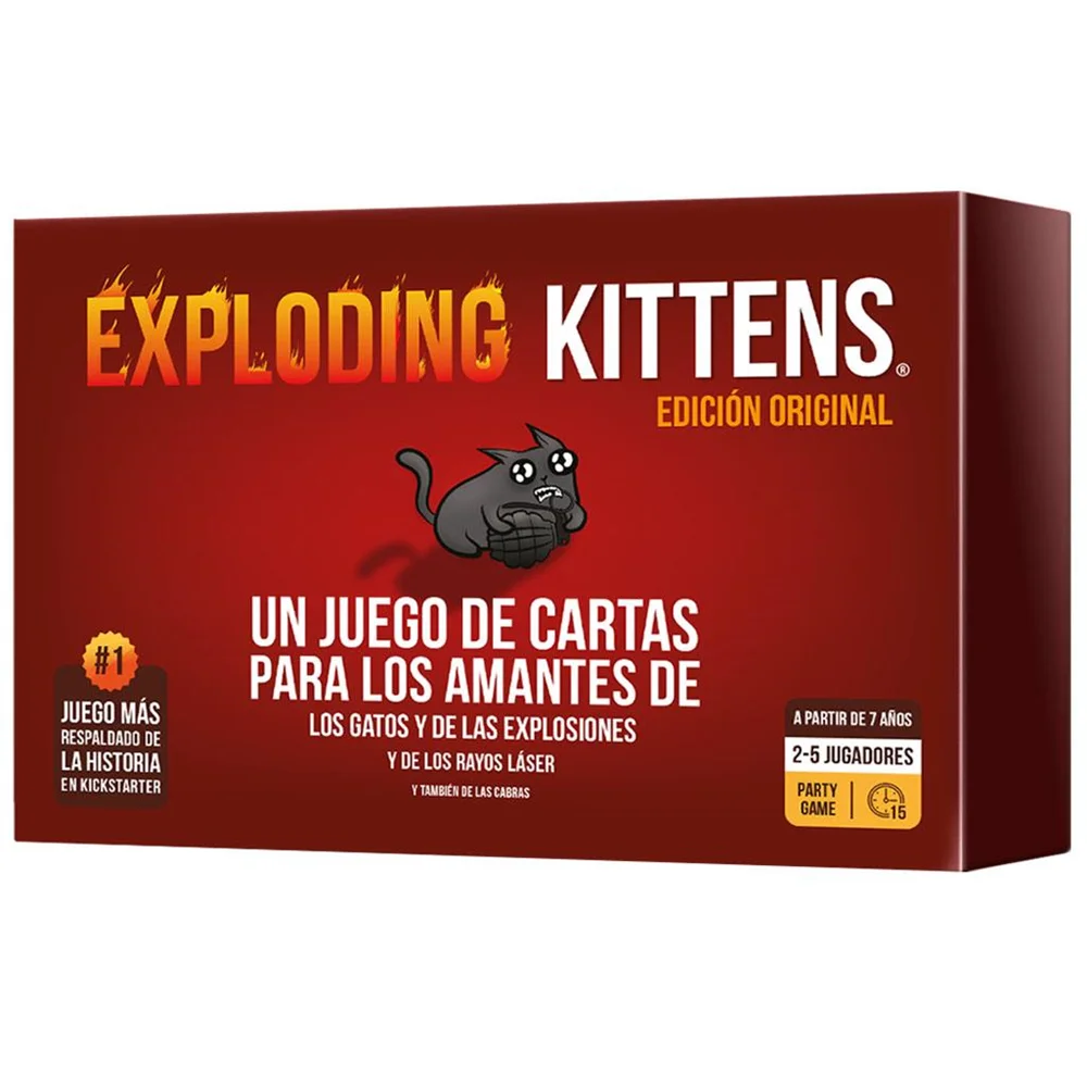 Juego Exploding Kittens. Ruleta rusa en versión gatuna, roba cartas hasta que salga el exploding. (Asmodee EKIEK01ES)