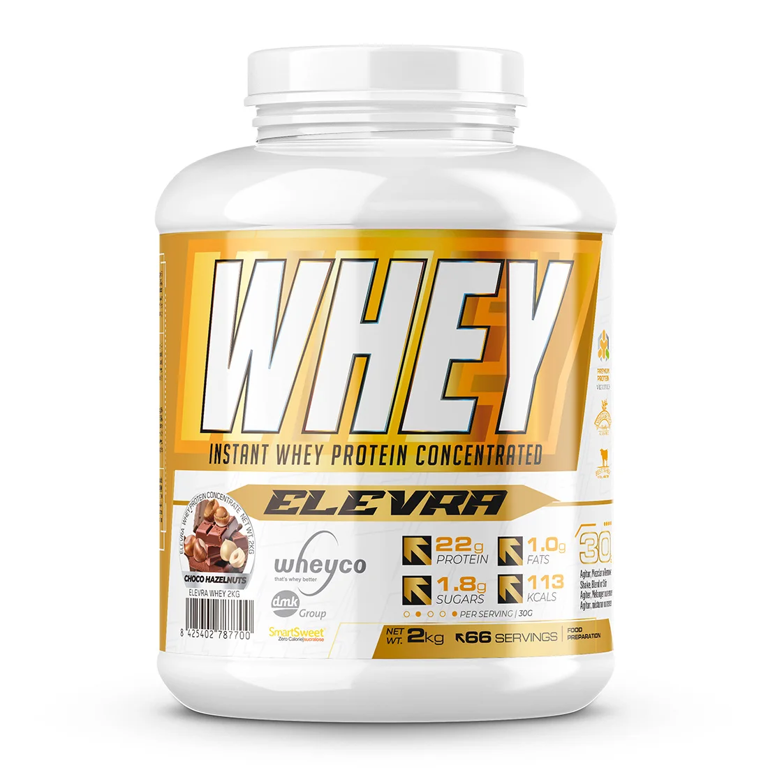 ELEVRA - 100% PRO Whey Protein 2kg / Esta fórmula superior de proteína de suero concentrada WHEYCO