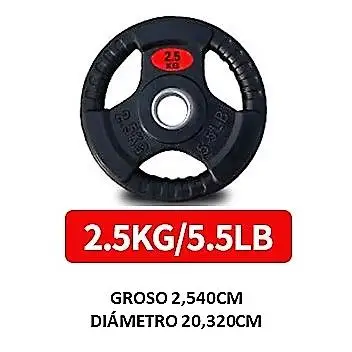 Fit-Force Discos de Pesas Olímpica 51mm Hierro Fundido con Revestimiento de Caucho - Protección de Caucho