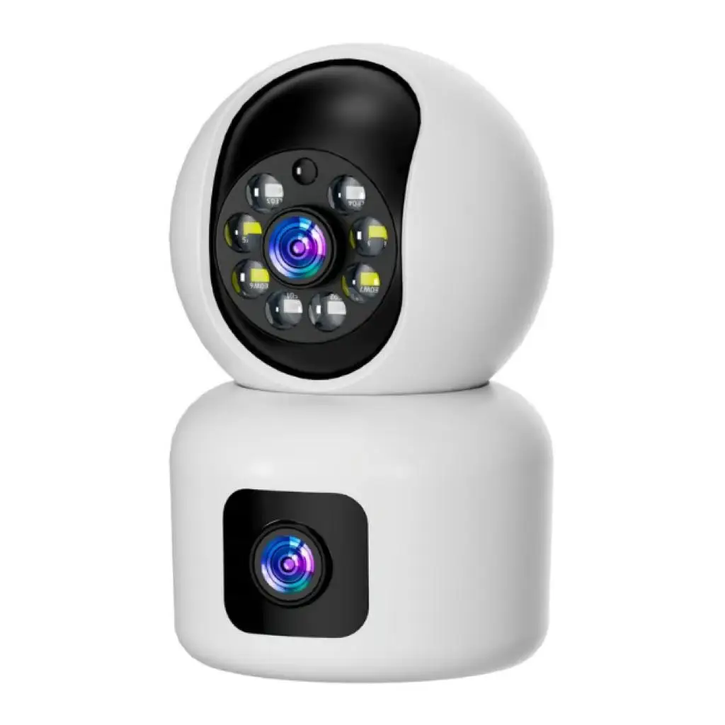 IPSDI Cámara Vigilancia WiFi Interior 1080HP FULL HD 360° Cámara de Seguridad, Doble Lente, Visión Nocturna, Seguimiento Automatico, Detección de Movimiento, Onvif,Audio Bidireccional para Bebé/Mascotas